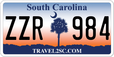 SC license plate ZZR984