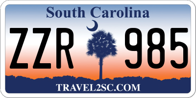 SC license plate ZZR985