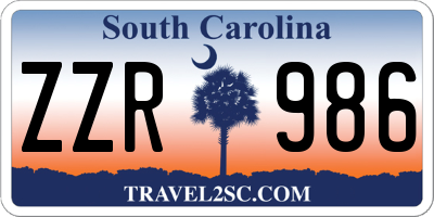 SC license plate ZZR986