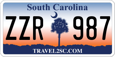 SC license plate ZZR987