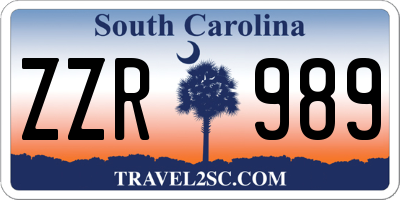 SC license plate ZZR989