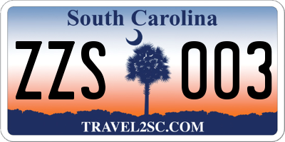 SC license plate ZZS003