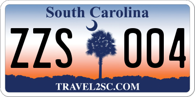 SC license plate ZZS004