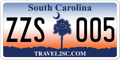 SC license plate ZZS005