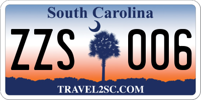 SC license plate ZZS006