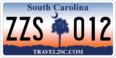 SC license plate ZZS012