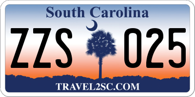 SC license plate ZZS025