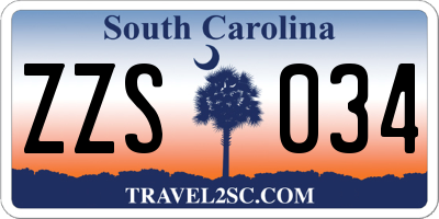 SC license plate ZZS034