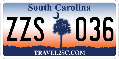 SC license plate ZZS036