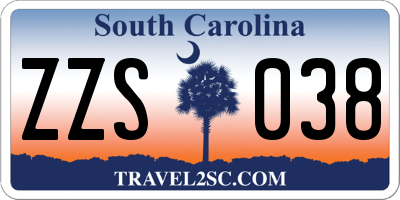 SC license plate ZZS038