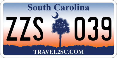 SC license plate ZZS039