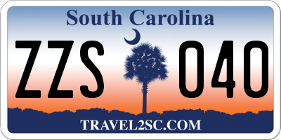 SC license plate ZZS040