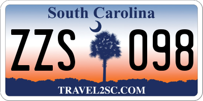 SC license plate ZZS098
