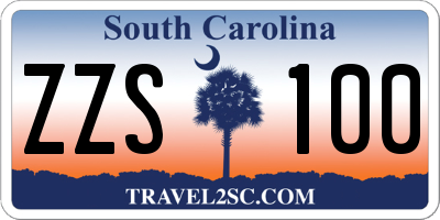 SC license plate ZZS100