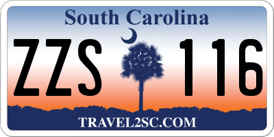 SC license plate ZZS116