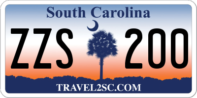 SC license plate ZZS200