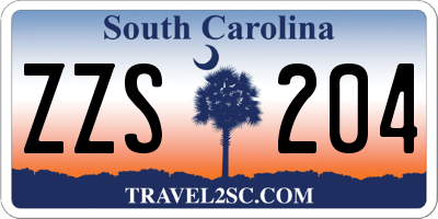 SC license plate ZZS204