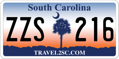 SC license plate ZZS216