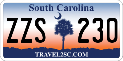 SC license plate ZZS230