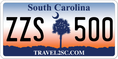SC license plate ZZS500