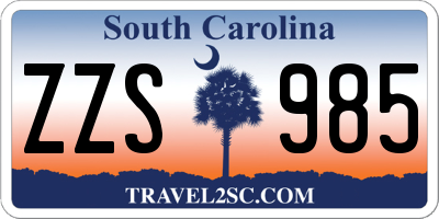 SC license plate ZZS985