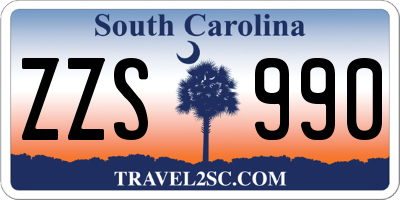 SC license plate ZZS990