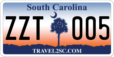 SC license plate ZZT005