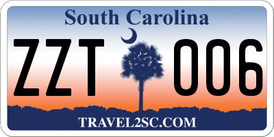 SC license plate ZZT006