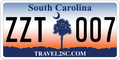 SC license plate ZZT007