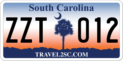 SC license plate ZZT012