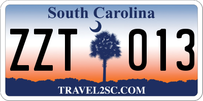 SC license plate ZZT013