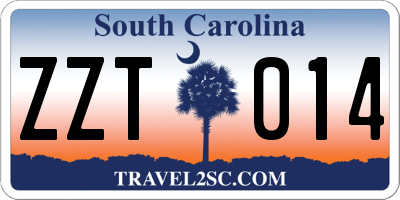 SC license plate ZZT014