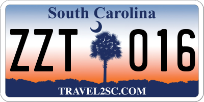 SC license plate ZZT016