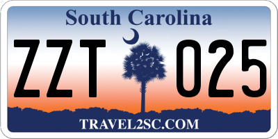 SC license plate ZZT025