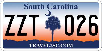 SC license plate ZZT026