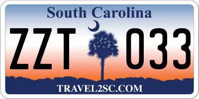 SC license plate ZZT033