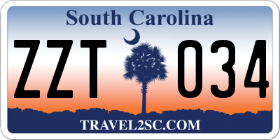 SC license plate ZZT034