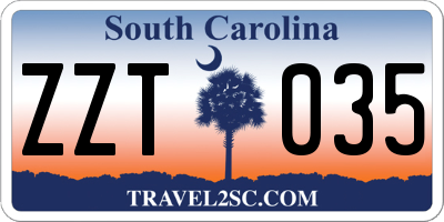 SC license plate ZZT035