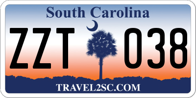 SC license plate ZZT038