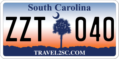 SC license plate ZZT040