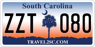 SC license plate ZZT080