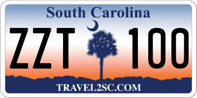 SC license plate ZZT100
