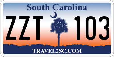 SC license plate ZZT103