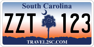 SC license plate ZZT123