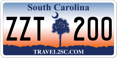 SC license plate ZZT200
