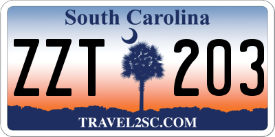 SC license plate ZZT203