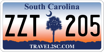 SC license plate ZZT205