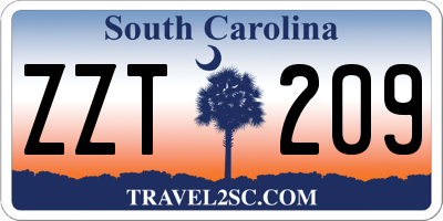 SC license plate ZZT209