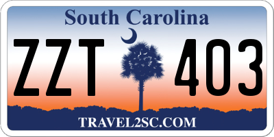 SC license plate ZZT403