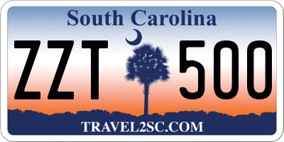 SC license plate ZZT500